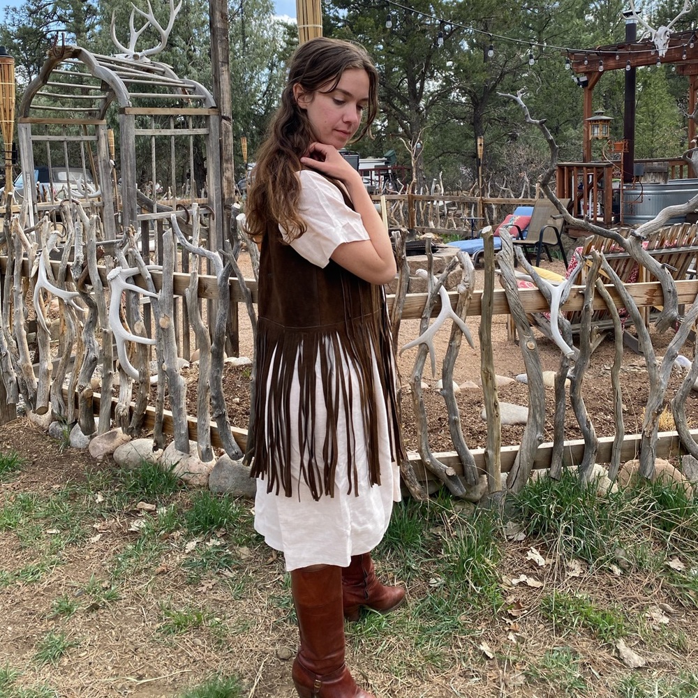 Vintage Suede Leather Fringe Vest